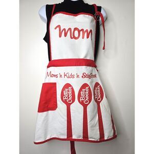 Vintage Betty Crocker Mom Apron Red White Kitchen Baking Retro Graphic Fabric